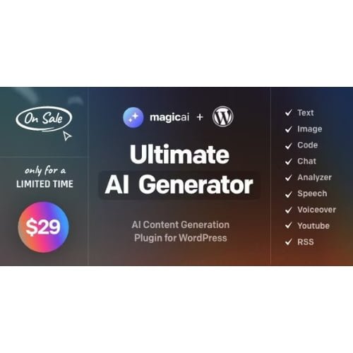 MagicAI-for-WordPress-AI-Text-Image-Chat-Code-and-Voice-Generator.jpg MagicAI for WordPress – AI Text, Image, Chat, Code, and Voice Generator - Image 1
